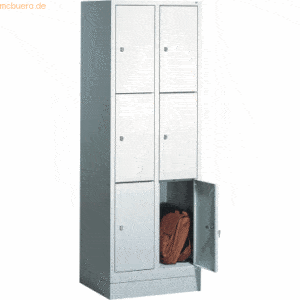 CP Fächerschrank 2x3 Fächer HxBxT 180x61x50cm Metall lichttgrau