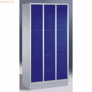 CP Fächerschrank 3x3 Fächer HxBxT 180x90x50cm Metall lichtgrau/blau