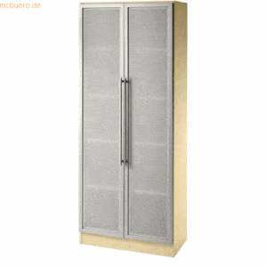 mcbuero.de Büroschrank 5 Ordnerhöhen BxTxH 800x420x2004mm Ahorn/Silber