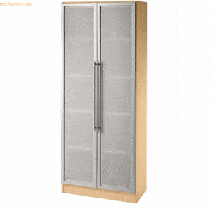 mcbuero.de Büroschrank 5 Ordnerhöhen BxTxH 800x420x2004mm Buche/Silber