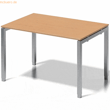 Bisley Schreibtisch Cito BxTxH 120x80x65-85cm buche Gestell silber