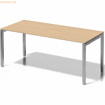 Bisley Schreibtisch Cito BxTxH 1800x80x65-85cm ahorn Gestell silber