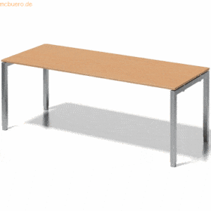 Bisley Schreibtisch Cito BxTxH 200x80x65-85cm buche Gestell silber