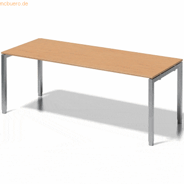 Bisley Schreibtisch Cito BxTxH 200x80x65-85cm buche Gestell silber