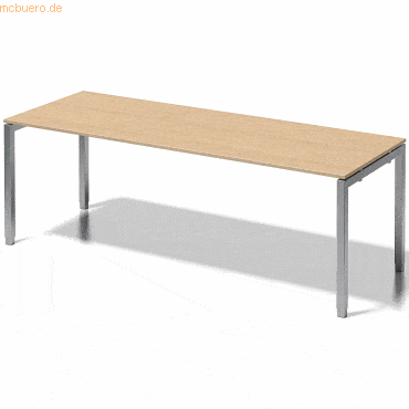 Bisley Schreibtisch Cito BxTxH 220x80x65-85cm ahorn Gestell silber