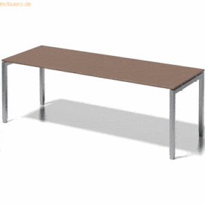 Bisley Schreibtisch Cito BxTxH 220x80x65-85cm nußbaum Gestell silber