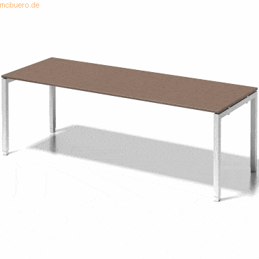 Bisley Schreibtisch Cito BxTxH 220x80x65-85cm nußbaum Gestell verkehrs