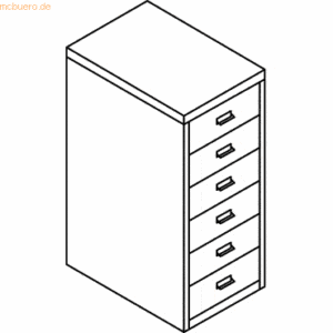 Bisley Schubladenschrank Basis A4 6 Schübe kardinalr.