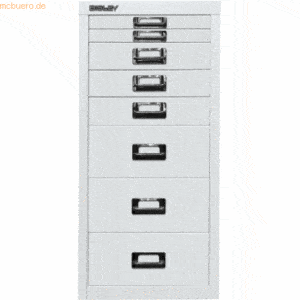 Bisley Schubladenschrank 8 Schübe HxBxT 590x278x380mm verkehrsweiß