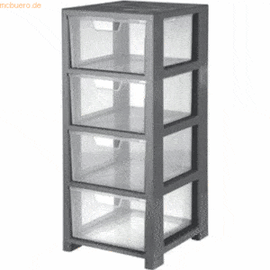 CEP Schubladen-Tower BxTxH 325x350x776mm 4 Schubladen 25992 grau / gla