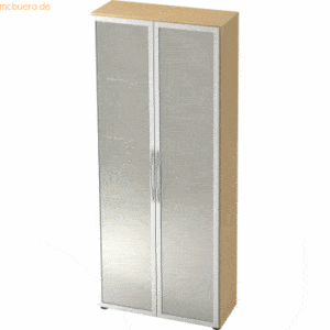 mcbuero.de Glastürenschrank Basic 5 OH BxTxH 80x33x188cm Griff BM Ahor