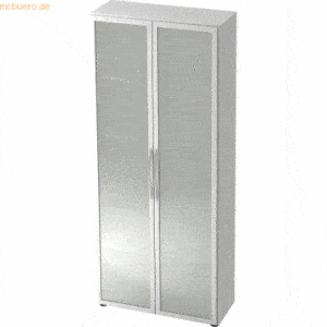 mcbuero.de Glastürenschrank Basic 5 OH BxTxH 80x33x188cm Griff BM Weiß