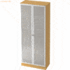 mcbuero.de Glastürenschrank Solid 5 OH Sockelblende Griff SG Buche/Sil