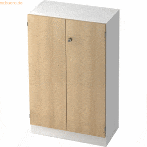 mcbuero.de Schrank Solid 3OH BxTxH 80x42x127cm Griff SG Weiß/Eiche