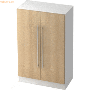 mcbuero.de Schrank Solid 3OH BxTxH 80x42x127cm Griff RE Weiß/Eiche