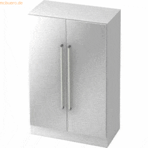 mcbuero.de Schrank Solid 3OH BxTxH 80x42x127cm Griff CE Weiß/Silber