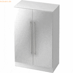 mcbuero.de Schrank Solid 3OH BxTxH 80x42x127cm Griff RE Weiß/Silber