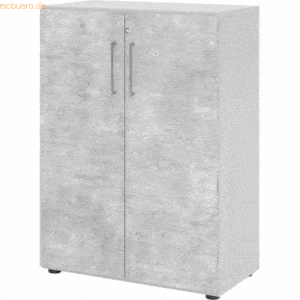 mcbuero.de Schrank Serie 9 3OH BxTxH 80x42x110cm Griff BS Grau/Beton