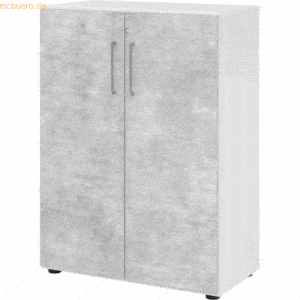 mcbuero.de Schrank Serie 9 3OH BxTxH 80x42x110cm Griff BS Weiß/Beton