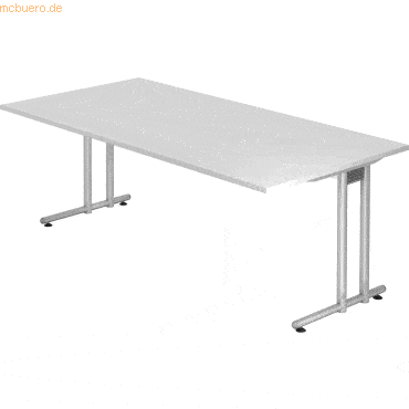 mcbuero.de Schreibtisch 200x100cm Weiß/Silber