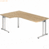 mcbuero.de Winkeltisch 200x120cm 90 Grad Eiche/Silber