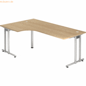 mcbuero.de Winkeltisch 200x120cm 90 Grad Eiche/Silber