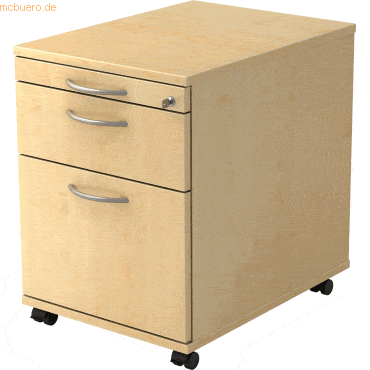 mcbuero.de Rollcontainer 58cm 1 Schub 1 Hängeregistratur Schloss Bogen