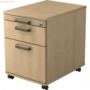 mcbuero.de Rollcontainer 58cm 1 Schub 1 Hängeregistratur Schloss Strei