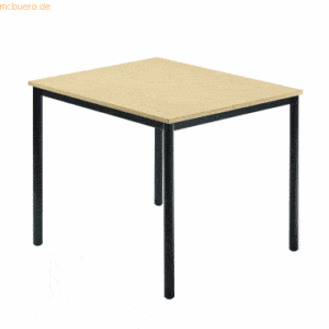 mcbuero.de Besprechungstisch 800x800mm Ahorn Fuß Vierkantrohr schwarz