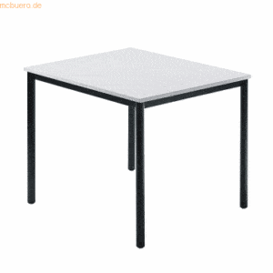 mcbuero.de Besprechungstisch 800x800mm Grau Fuß Rundrohr schwarz