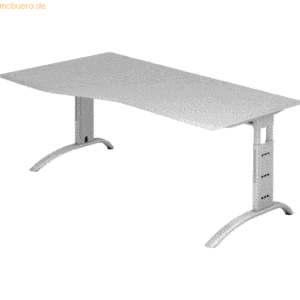 mcbuero.de Schreibtisch 180x100/80cm höhenverstellbar bis 85cm Grau