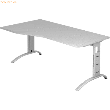 mcbuero.de Schreibtisch 180x100/80cm höhenverstellbar bis 85cm Grau