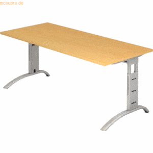 mcbuero.de Schreibtisch 180x80cm höhenverstellbar bis 85cm Buche