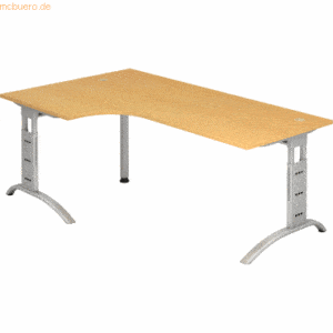 mcbuero.de Schreibtisch 200x120cm höhenverstellbar bis 85cm 90 Grad Bu