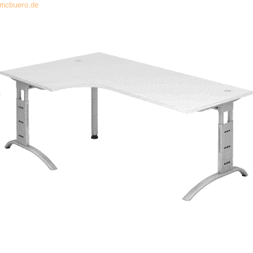 mcbuero.de Schreibtisch 200x120cm höhenvestellbar bis 85cm 90 Grad Wei