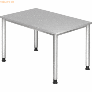 mcbuero.de Schreibtisch 4-Fuß-rund 120x80cm Grau/Silber