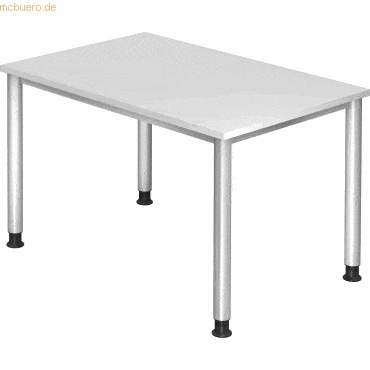 mcbuero.de Schreibtisch 4-Fuß-rund 120x80cm Weiß/Silber