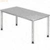 mcbuero.de Schreibtisch 4-Fuß-rund 160x80cm Grau/Silber