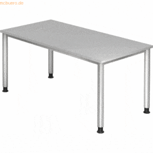 mcbuero.de Schreibtisch 4-Fuß-rund 160x80cm Grau/Silber
