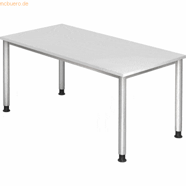 mcbuero.de Schreibtisch 4-Fuß-rund 160x80cm Weiß/Silber