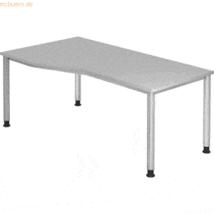 mcbuero.de Schreibtisch 4-Fuß-rund 180x100/80cm Grau/Silber