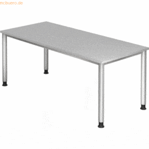 mcbuero.de Schreibtisch 4-Fuß-rund 180x80cm Grau/Silber