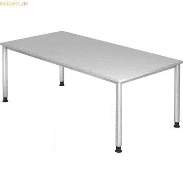 mcbuero.de Schreibtisch 4-Fuß-rund 200x100cm grau/Silber