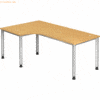 mcbuero.de Schreibtisch 4-Fuß-rund 200x120cm 90 Grad Buche/Silber