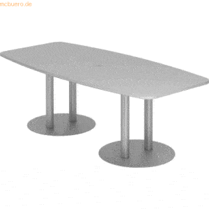 mcbuero.de Konferenztisch T-Serie 220x103/83cmcm Säulenfuß grau/silber