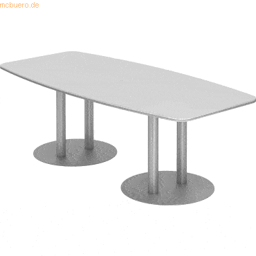 mcbuero.de Konferenztisch T-Serie 220x103/83cmcm Säulenfuß weiß/silber