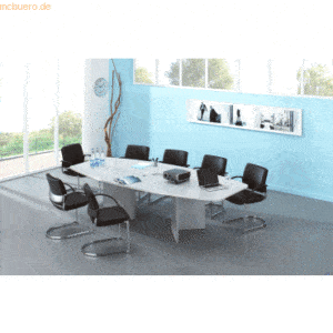 mcbuero.de Konferenztisch mit Holzuntergestell 280x130/78cm grau