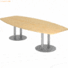 mcbuero.de Konferenztisch T-Serie 280x130/85cm Säulenfuß ahorn/silber