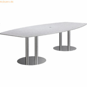 mcbuero.de Konferenztisch mit Säulenfüßen 280x130/78cm weiß