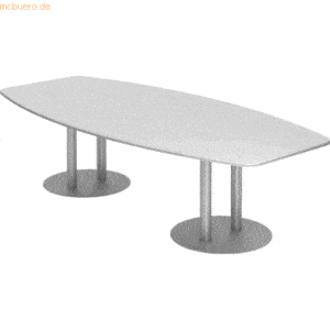 mcbuero.de Konferenztisch T-Serie 280x130/85cm Säulenfuß weiß/silber